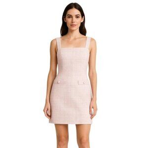 NWT Elie Tahari Pink & White Checkered Tweed Mini Dress